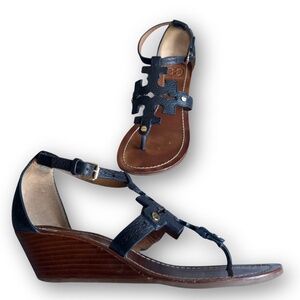Tory Burch Chandler Wedge 50MM Wedge Sandal Black Size 8